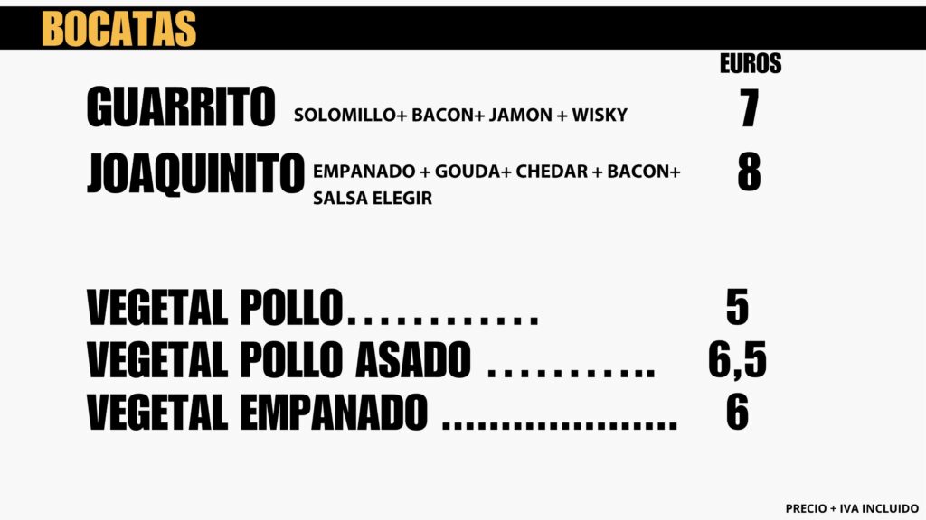 CARTA BOCATAS SOFI PINOMONTANO SEVILLA